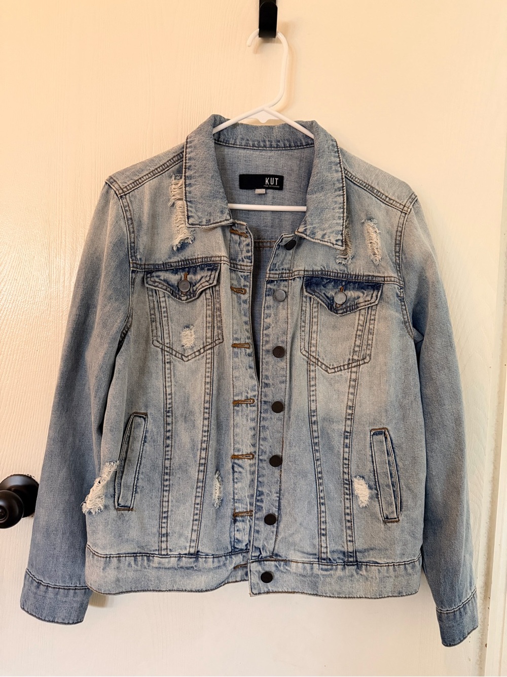 Kut from the Kloth Light Blue Distressed Denim Jacket